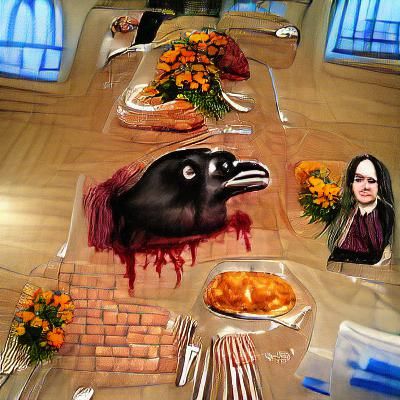 Gothic Thanksgiving Dinner in Hyperrealism