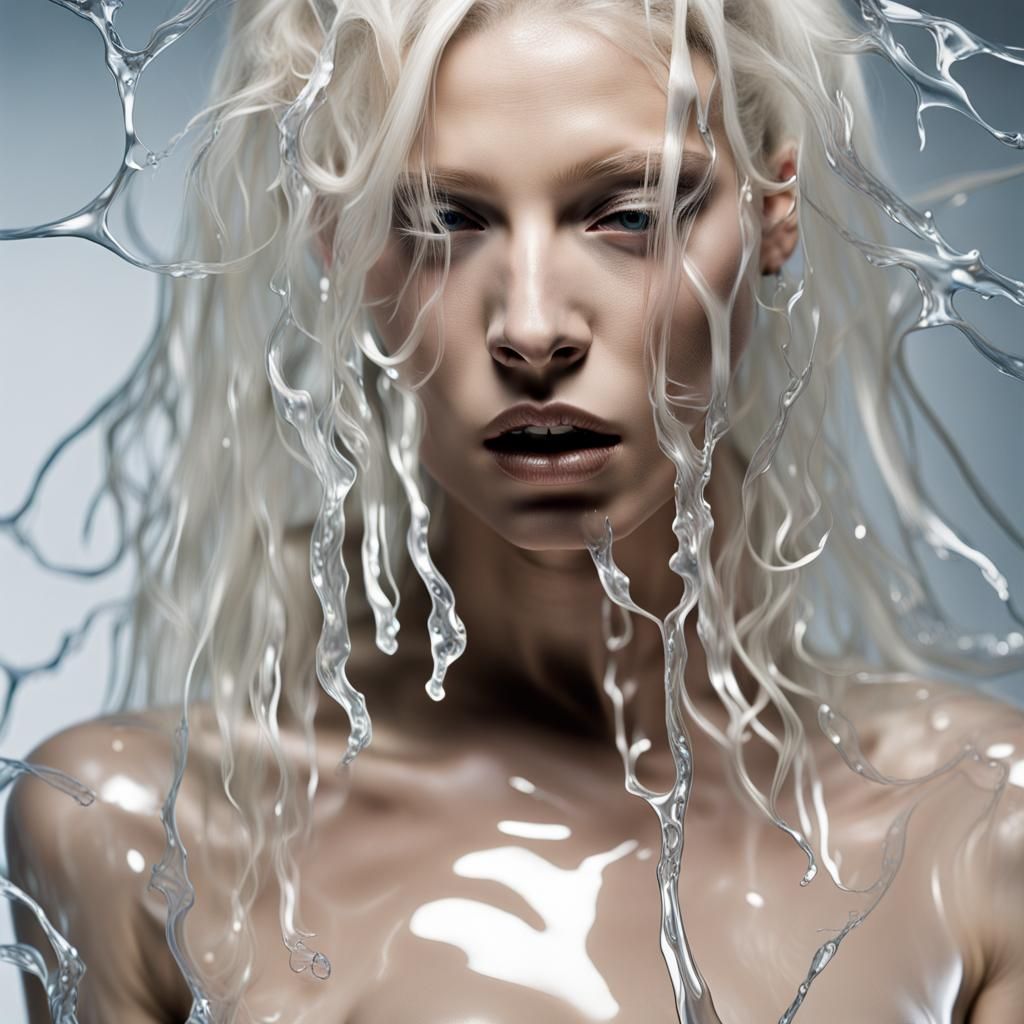 Model in VR with Transparent Latex Dress