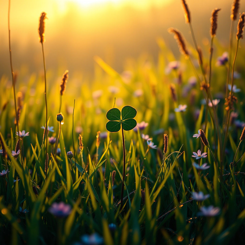 Mystical Clover Meadow at Dawn, Matte Painting