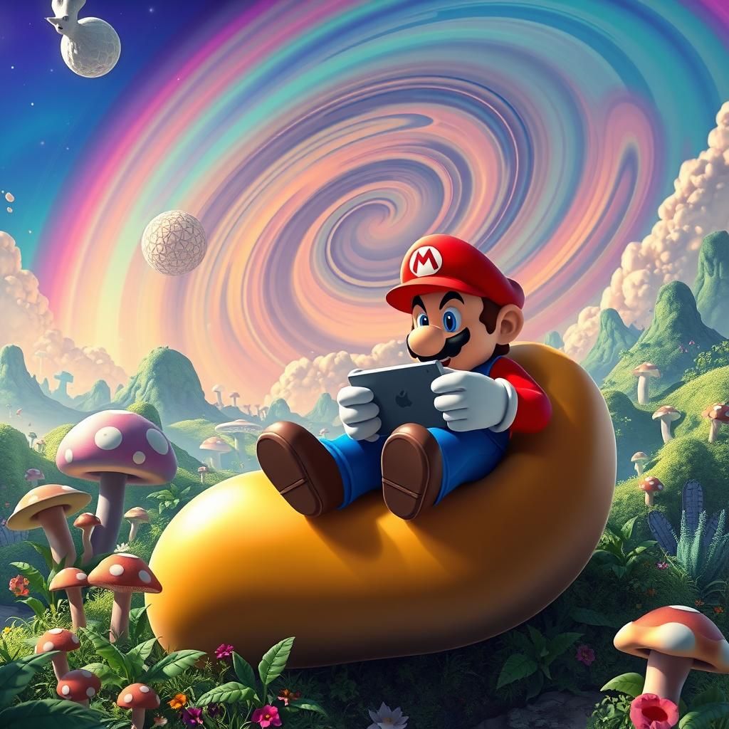 Mario Plays Mario Kart on Wii: Detailed Matte Painting