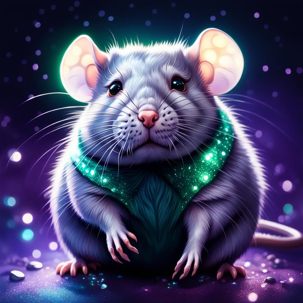 Chubby Rat with Cute Eyes in Fantasy Lighting