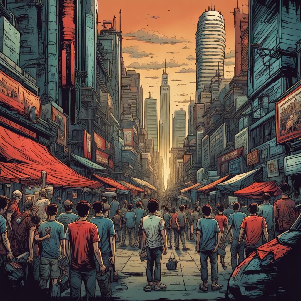 T-Shirt Design: Jakarta People in Comic Book Style