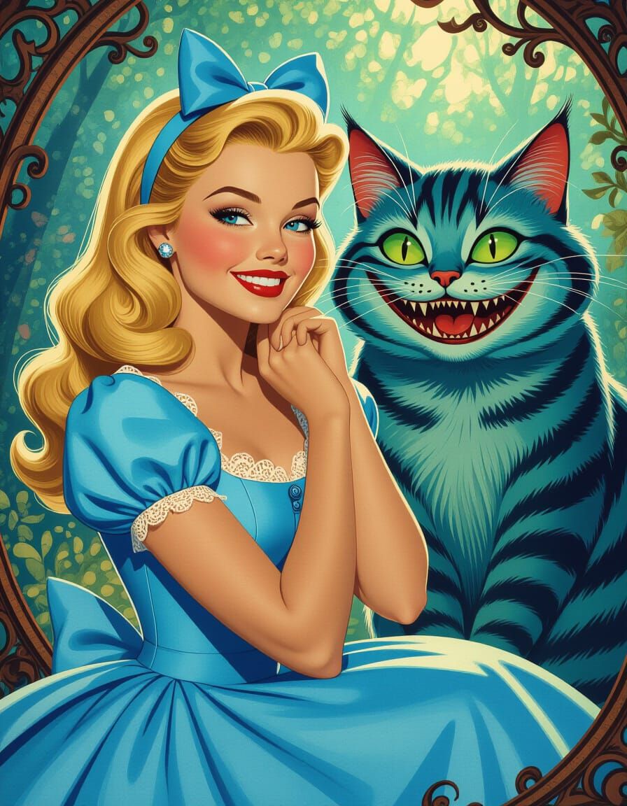 Alice in Wonderland Scene with Cheshire Cat