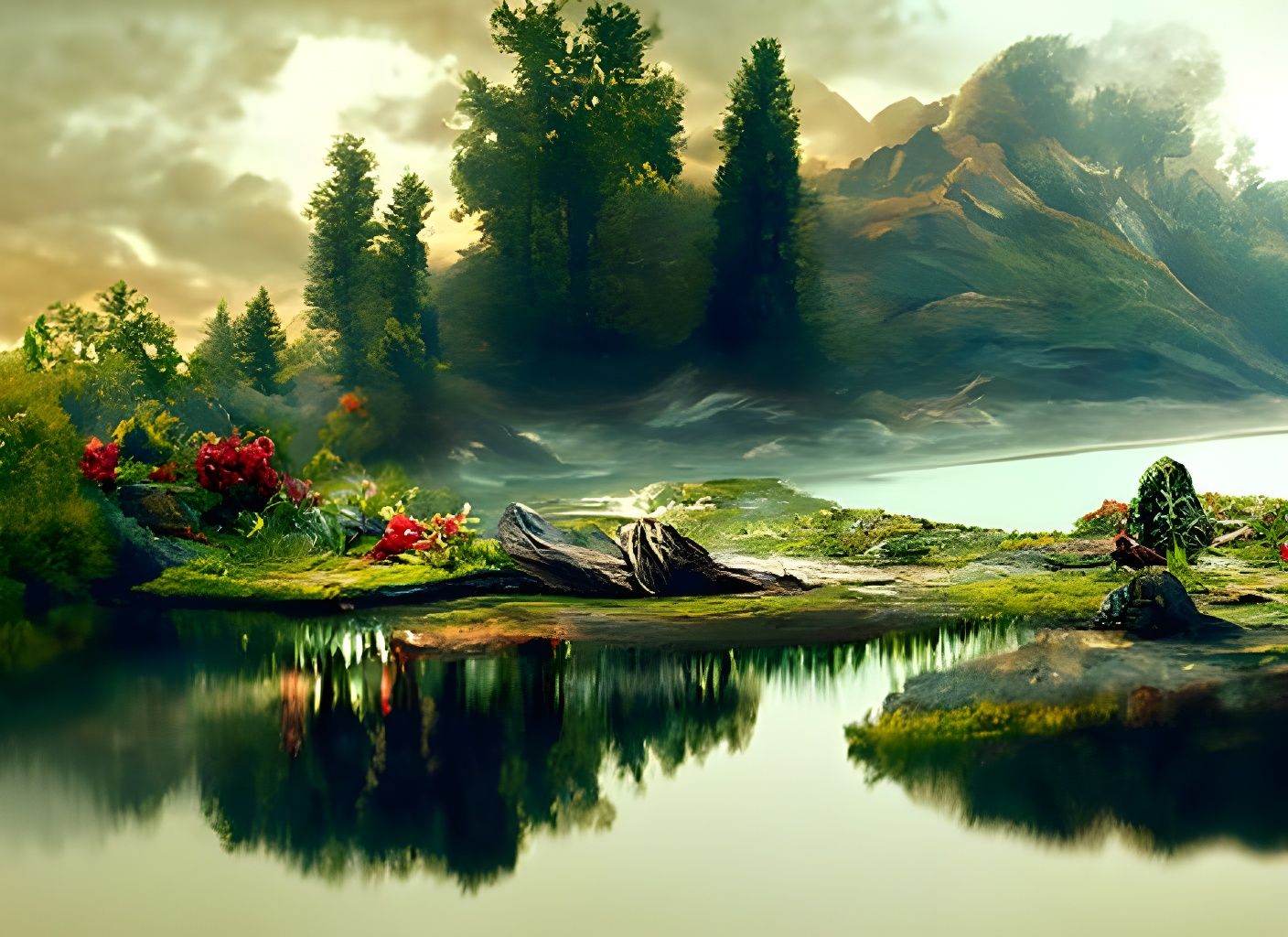 Magical Lady of the Lake Oil Painting