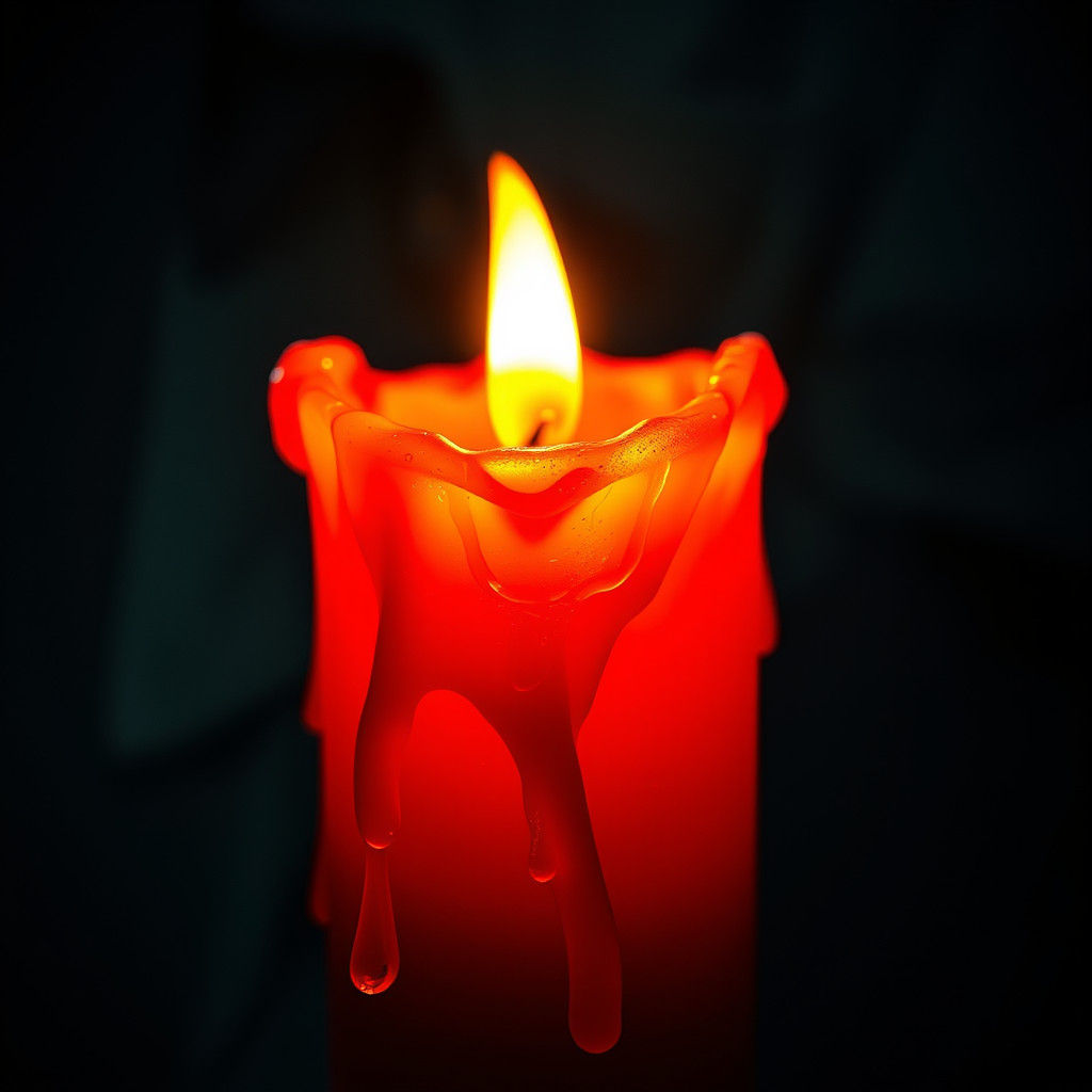 Golden Candle Dripping with Intricate Texture