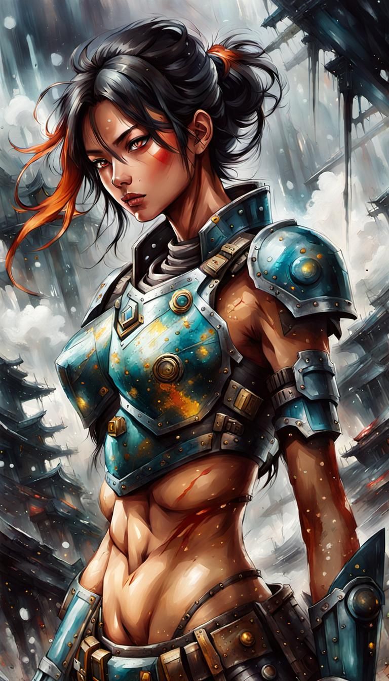 Biomechanical Warrior in Stormy Battlefield: Speedpaint