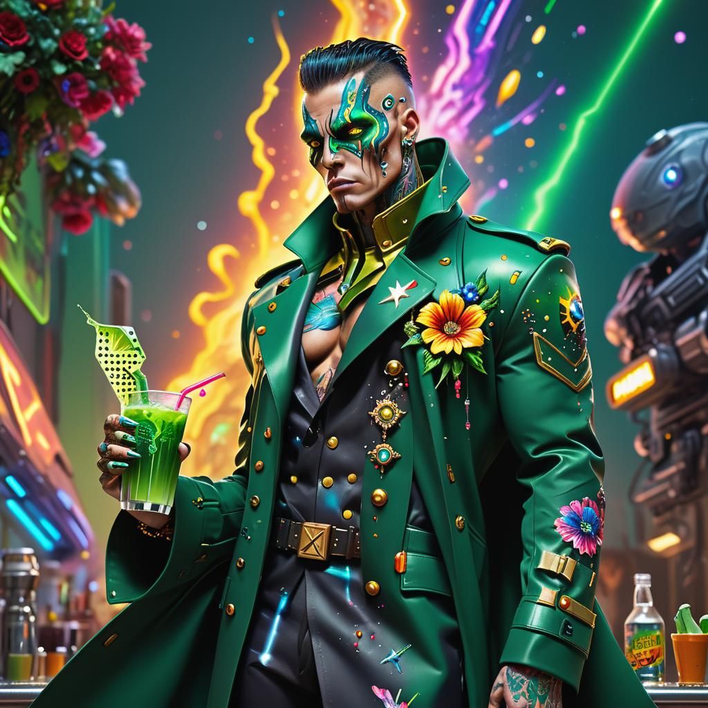 Hyperrealistic Spaceship Captain in Galactic Trench Coat