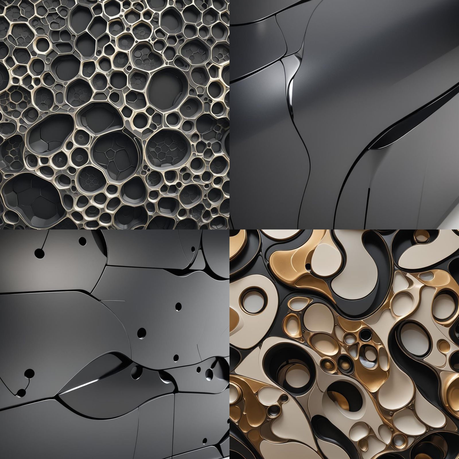 Futuristic Biomorphic Sideboard in Dark Anthracite Tones