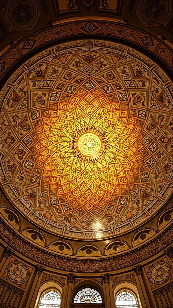 Intricate Geometric Dome in Golden Light