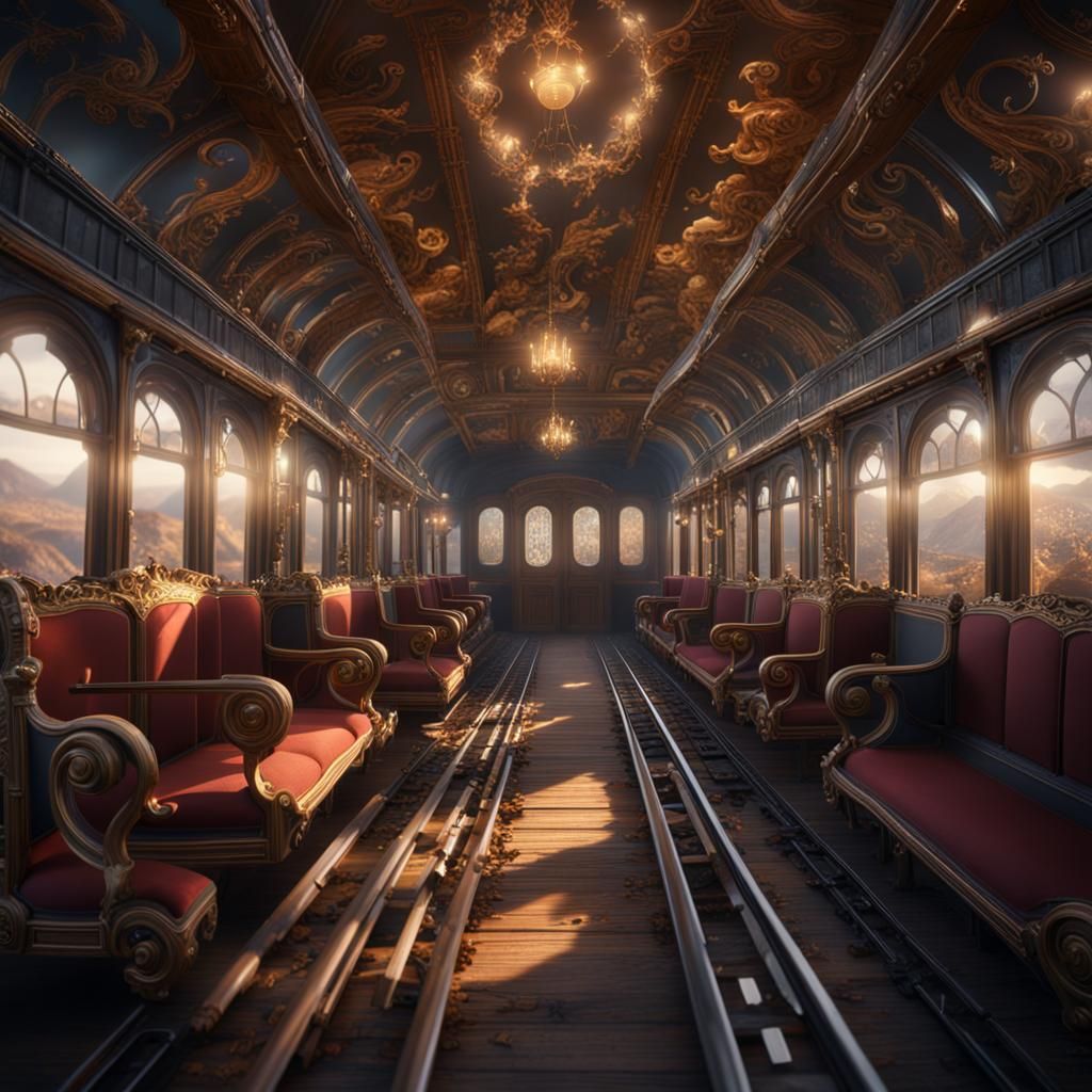 Musical Train with Note Conductor, Detailed Matte Painting