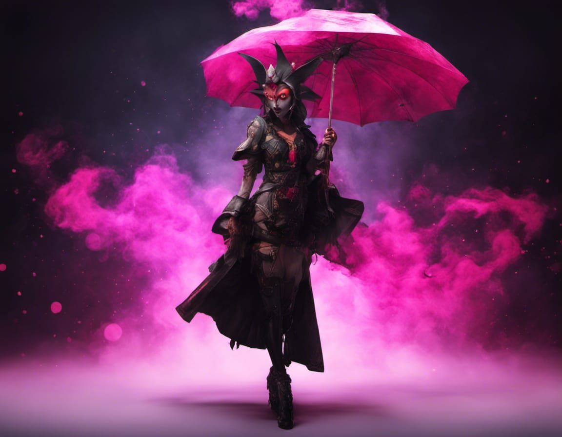 Daemon Queen with Fuchsia Umbrella in Galaxy