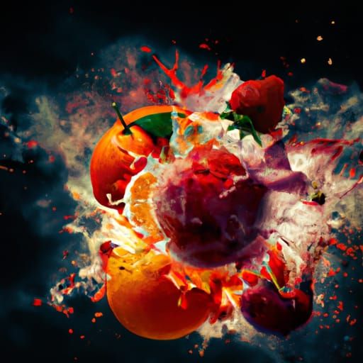 Exploding Strawberry Cherry Blood Orange Bomb: Digital Matte...