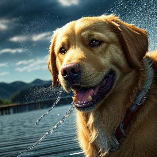 Golden Retriever's Leaping Catch: Pixar-Style 3D Render