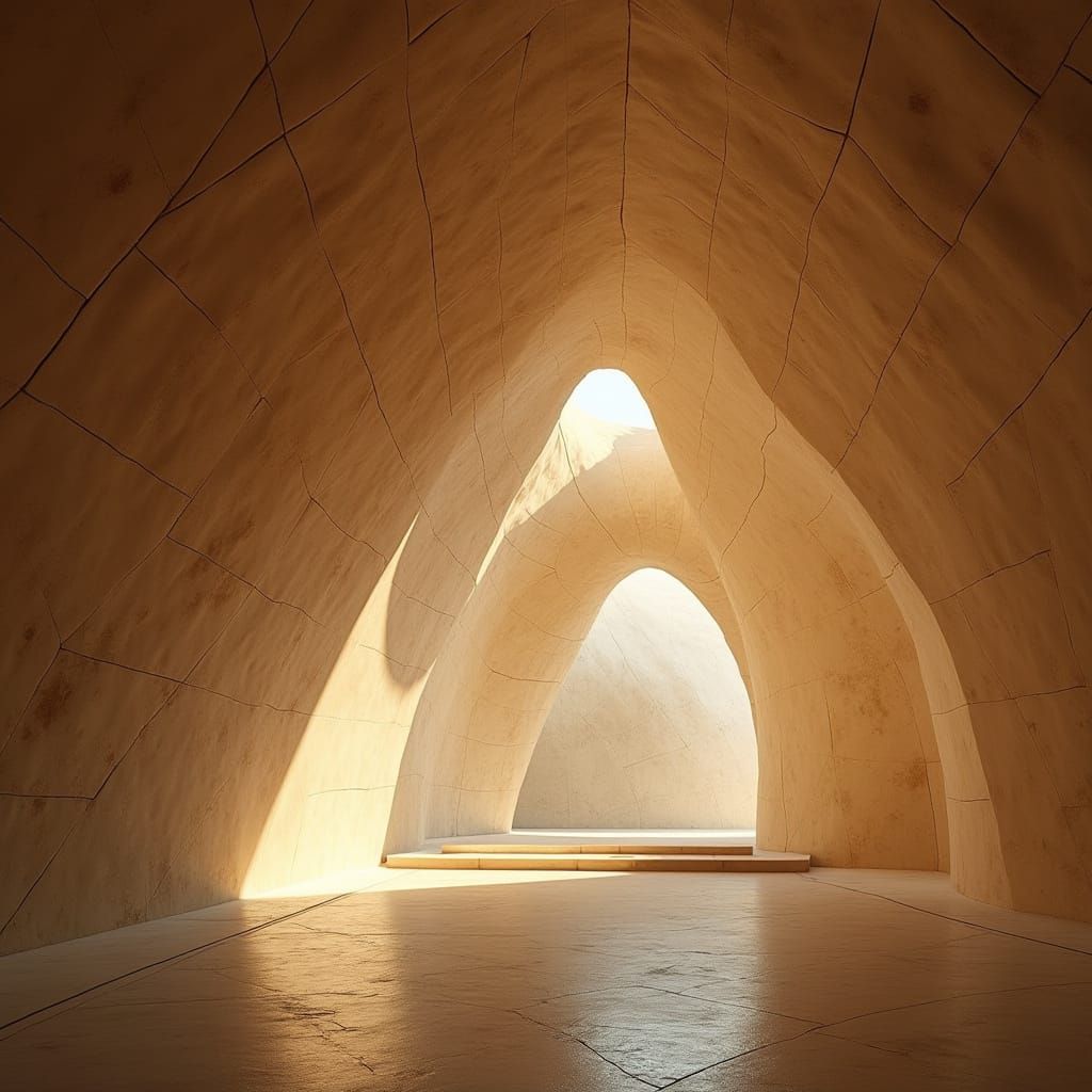 Surreal Art Gallery Ceiling in Golden Hour Light