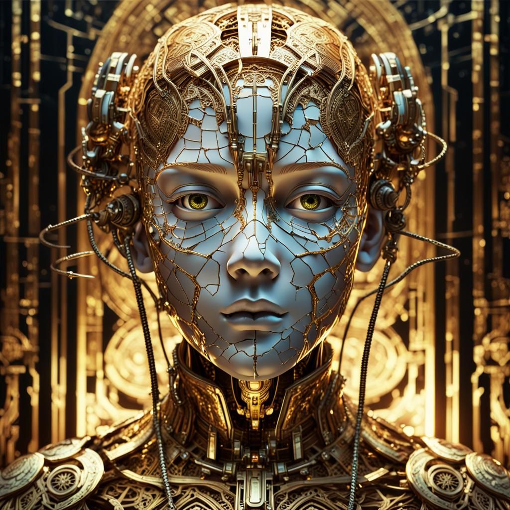 Renaissance Android in Baroque Anime Style