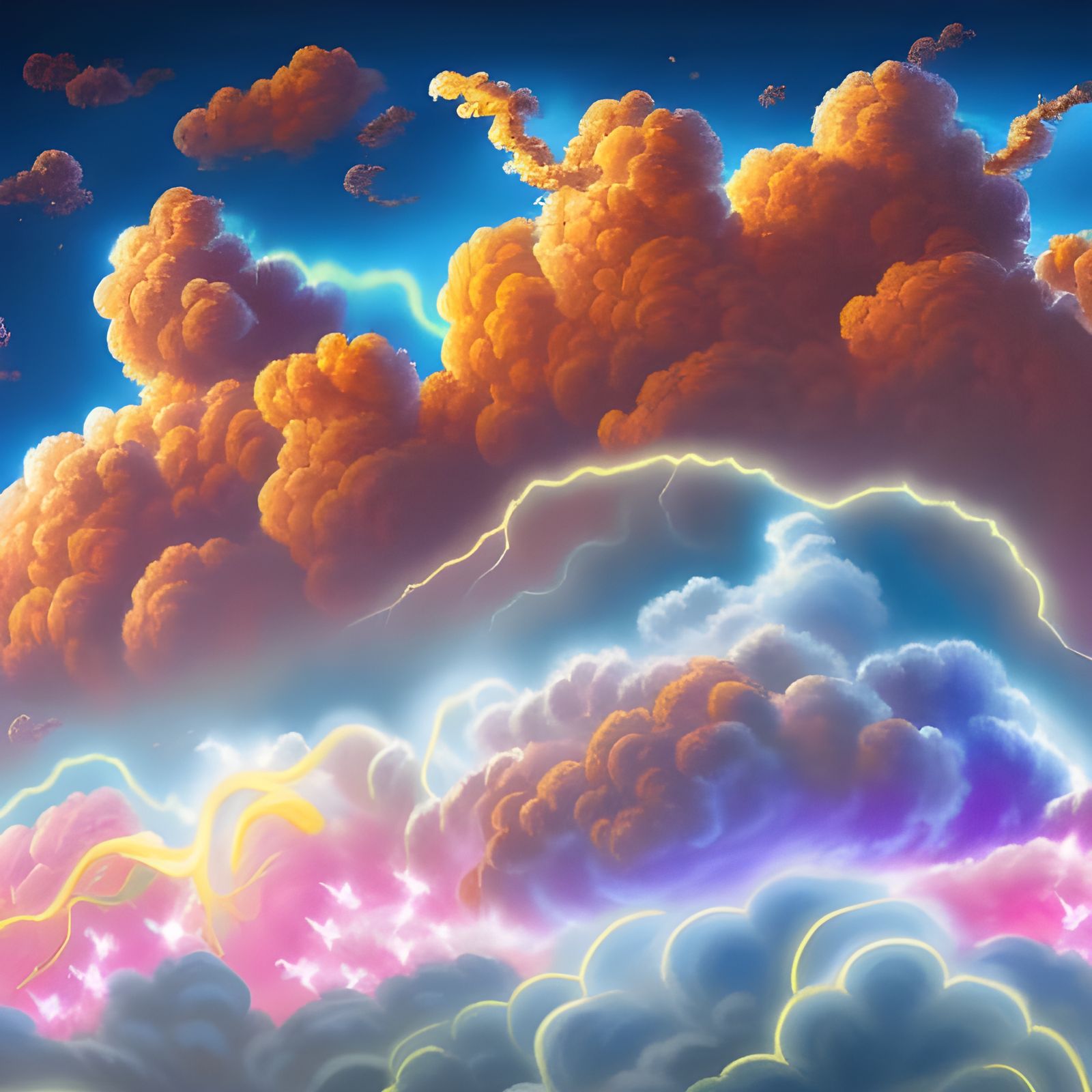 Hyperrealistic Storm of Crystalline Gems and Lightning