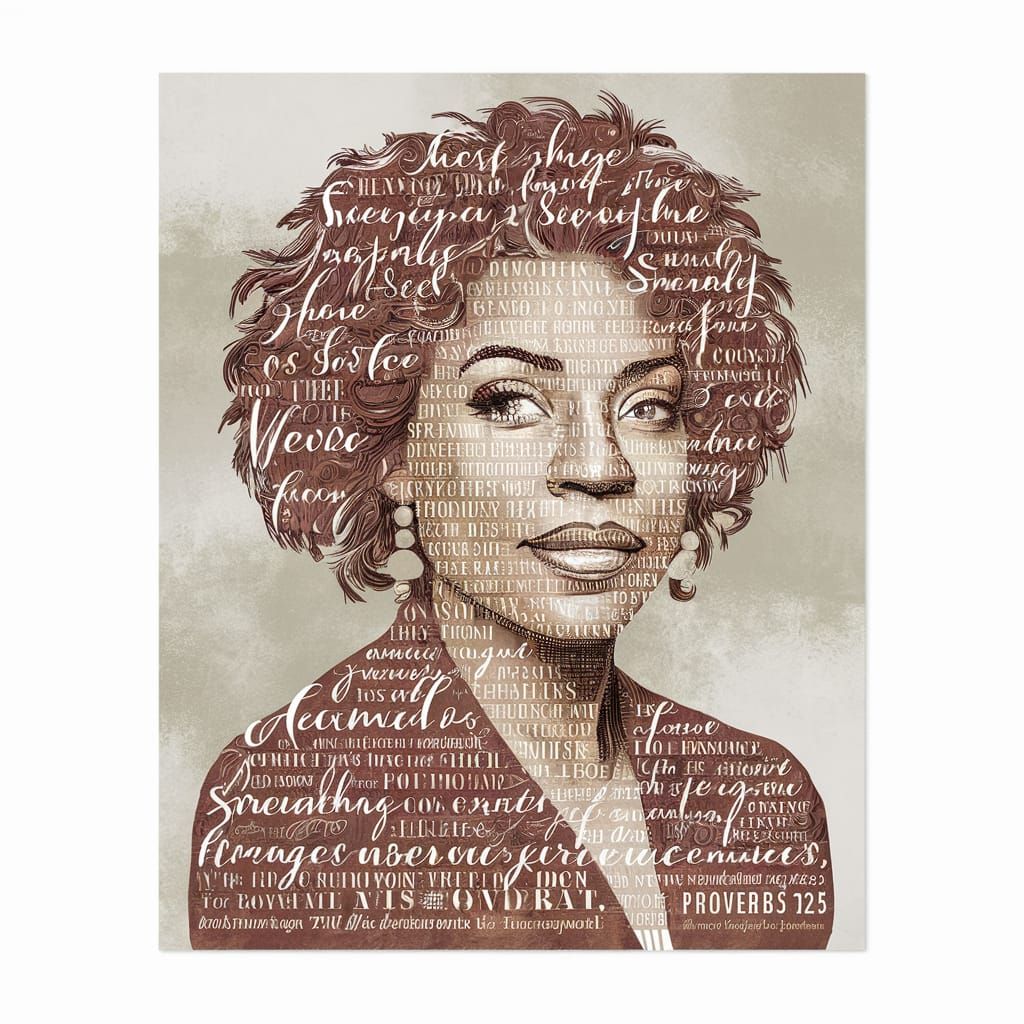 Detailed image of a lovely female line portrait made entirel...