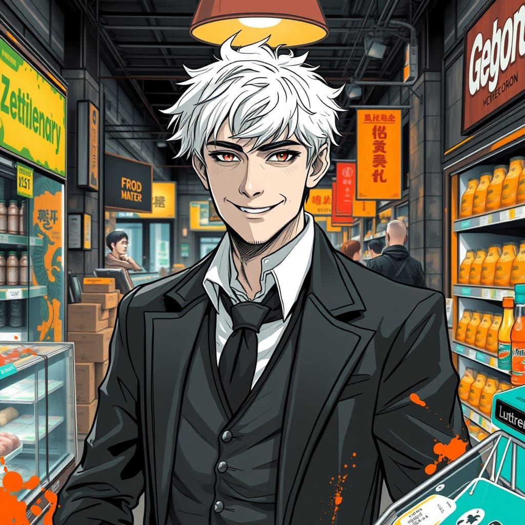 Gothic Gentleman Shops in Market with Joy