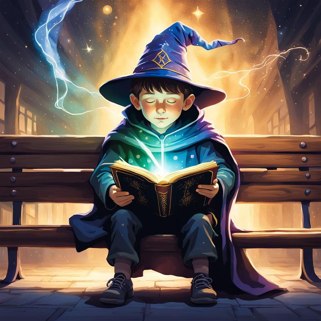 Child Wizard Radiating Light, Abstract Art