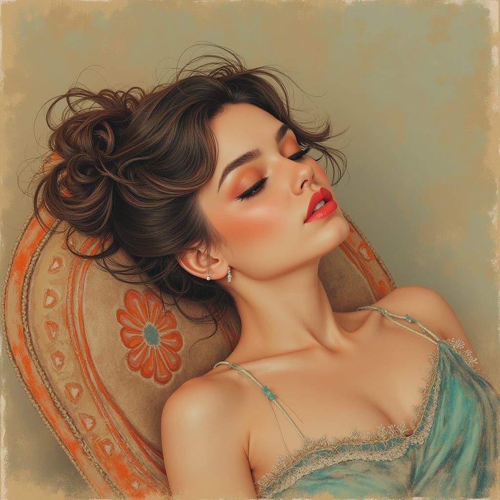 Serenely Contemplative Woman in Dreamy Portrait Style