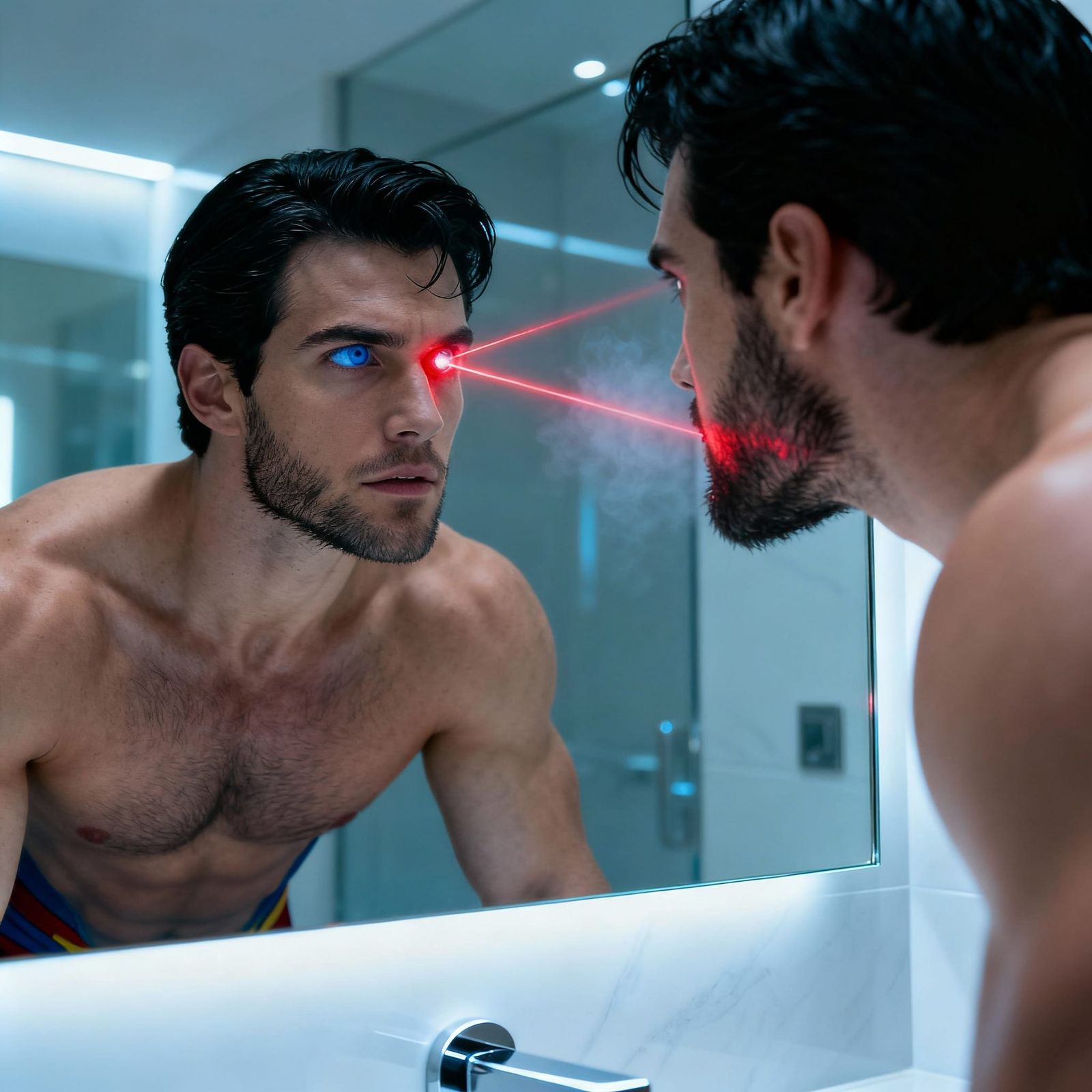 Clark Kent Vaporizes Beard with Laser Eyes