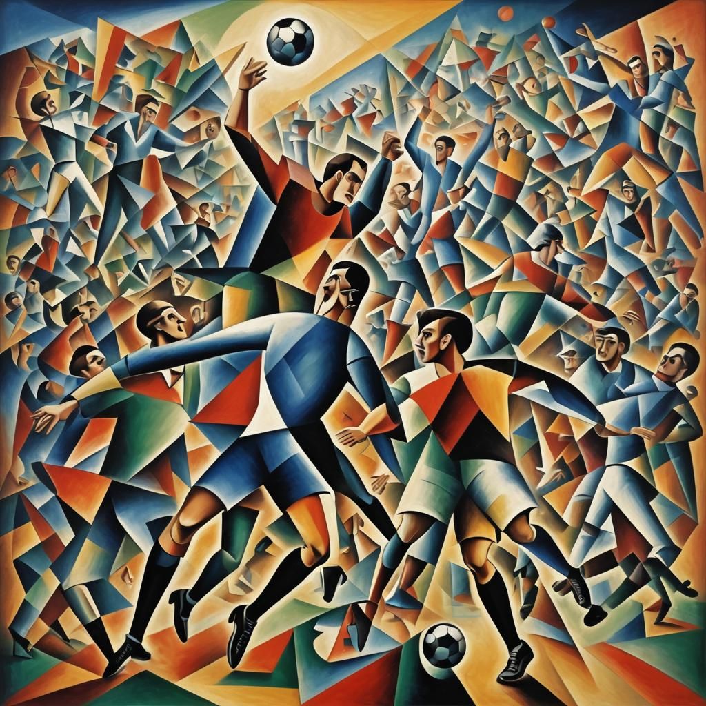 Abstract Cubist Football Inspired by Gleizes and Kurasov