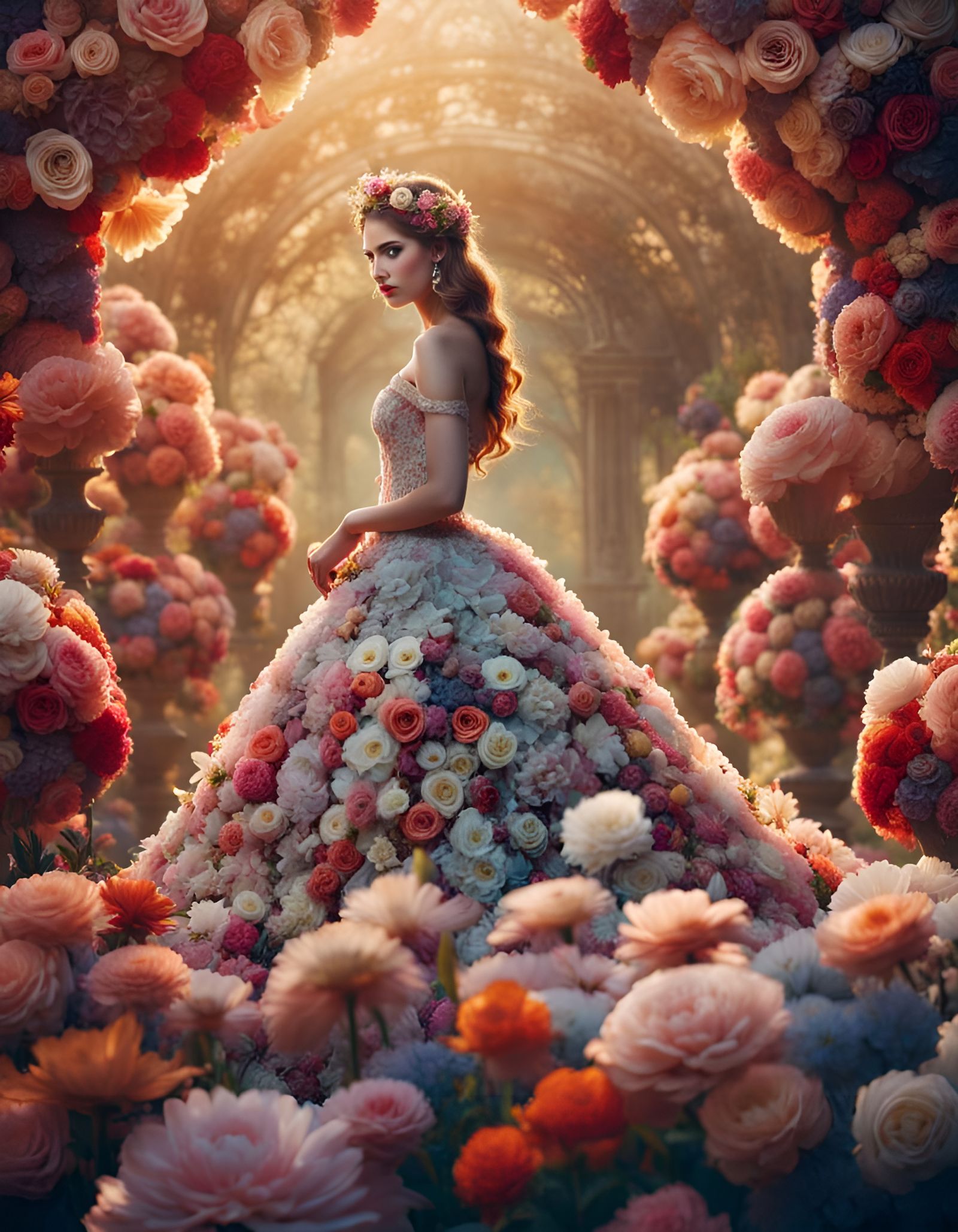 Woman's Floral Dress: Surreal Fairytale Photography