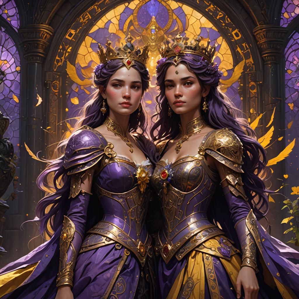 Dark Fantasy Queen and Princess, Hyperdetailed Art