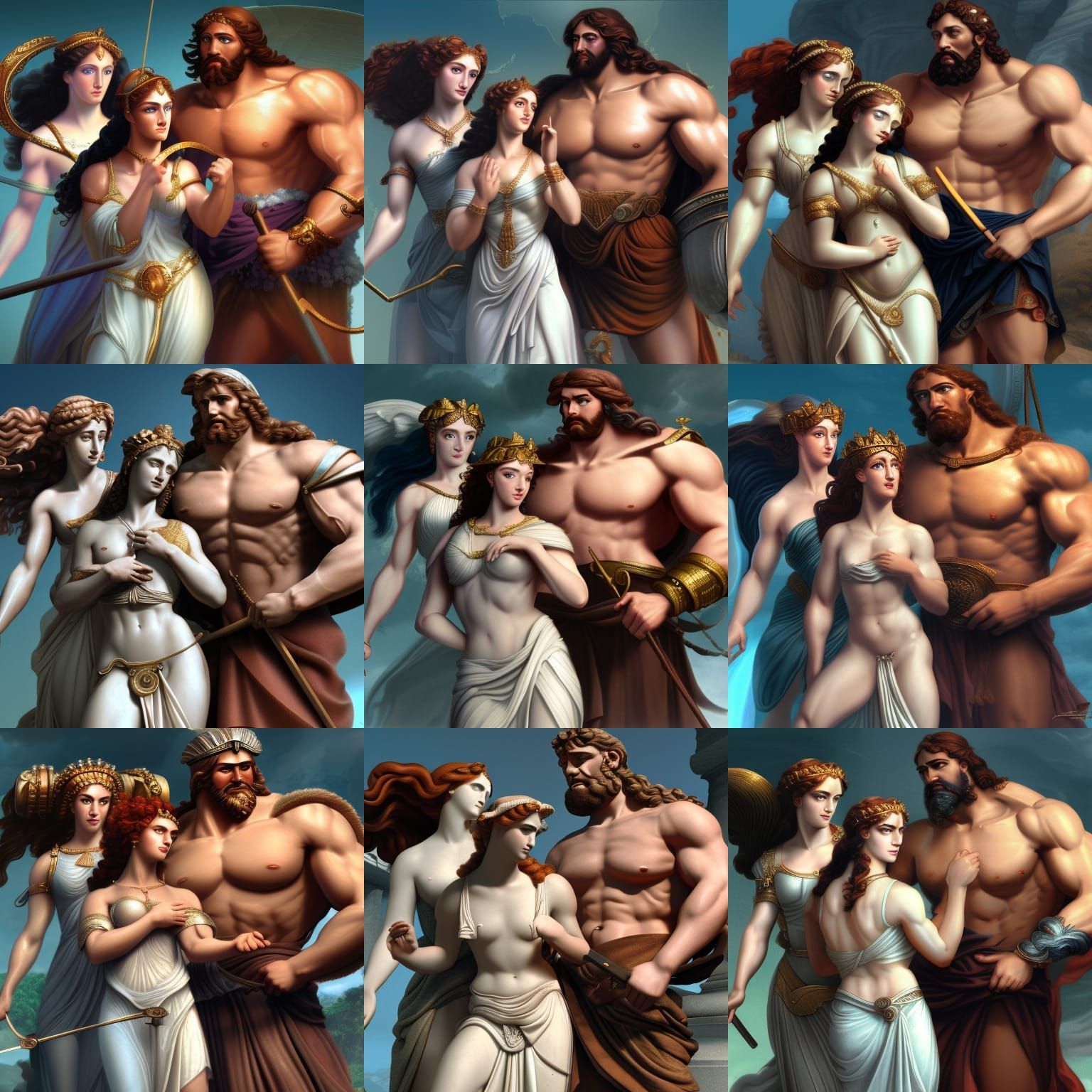 Hercules, Athena and Aphrodite in Classical Style