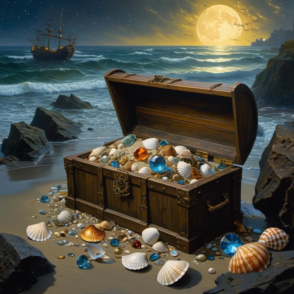 Shipwreck Treasure on Starry Medieval Shore
