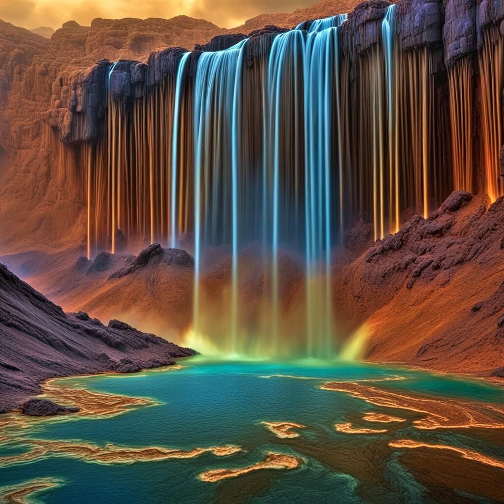 Spectacular Methane Waterfall on Titan in Hyperreal Detail