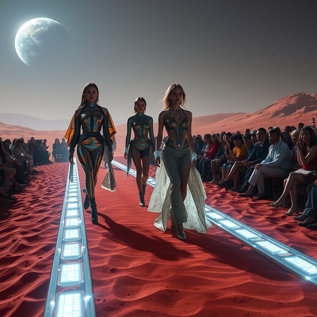 Futuristic Fashion Show on a Terraformed Martian Colony