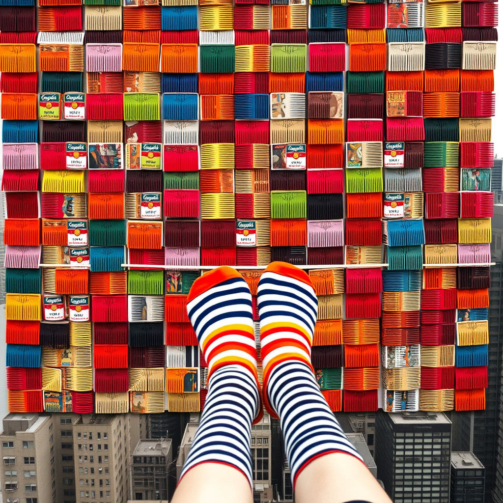 Pop Art Comb Installation with Striped Socks