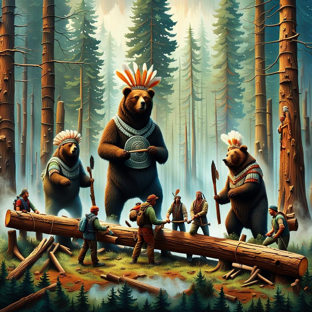 Logging Competition: Chainsaw Totem Carving in Forest Cleari...