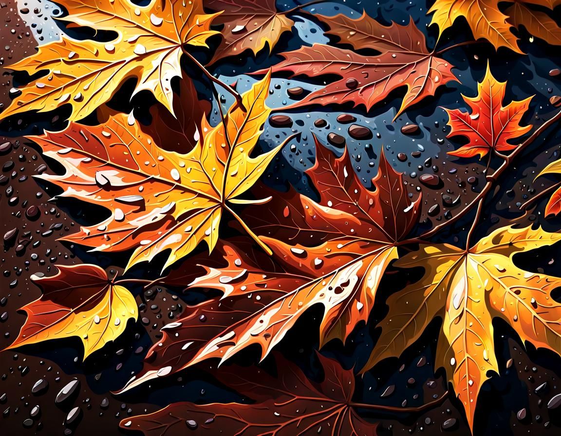 Autumn Rain: Hyperrealistic Splash Art of September