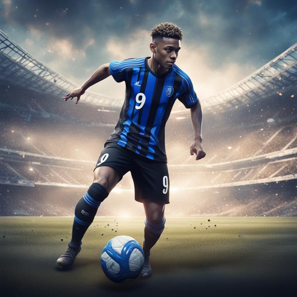 Soccer Player Poster in Detailed Matte Painting Style