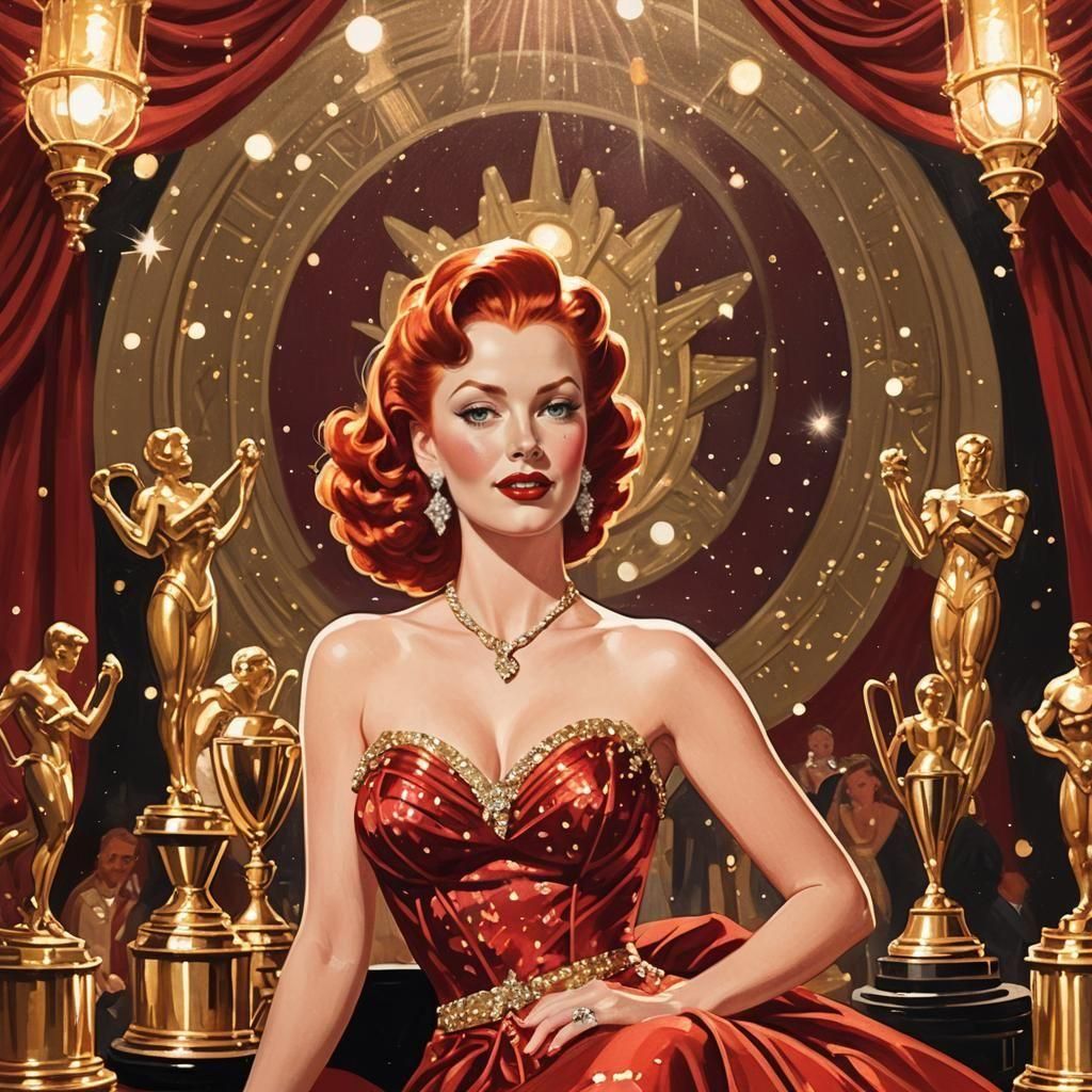 Redhead Pinup in 50s Hollywood Style