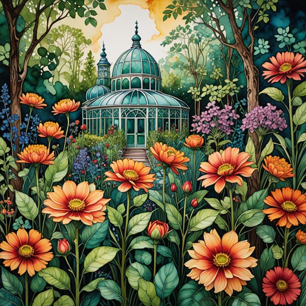 Intricately detailed alcohol ink illustration, The Conservat...