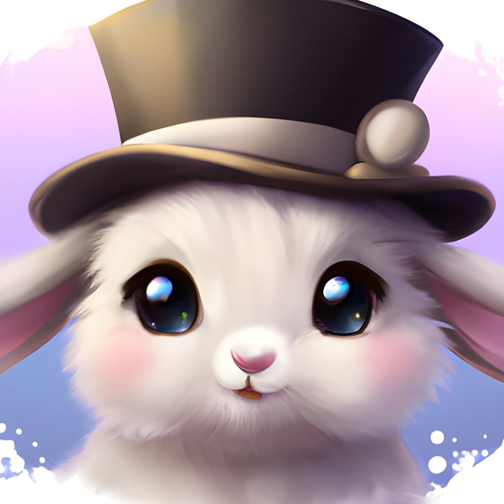 Chibi Bunny Portrait with Fedora Hat