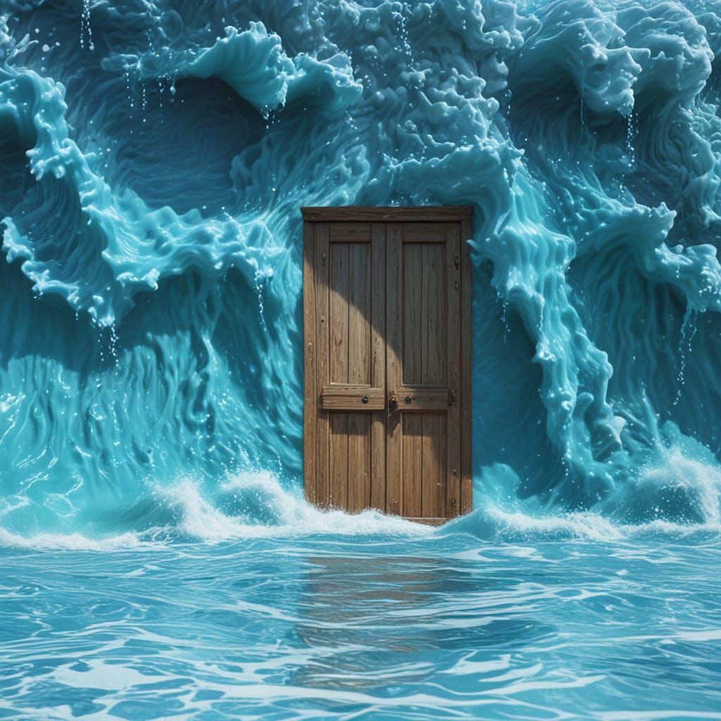 Surreal Doorway Within a Gentle Tsunami Wave