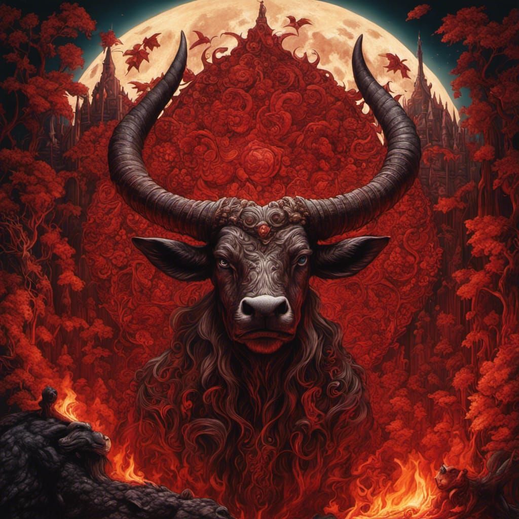 Gothic Minotaur in Tim Burton Style