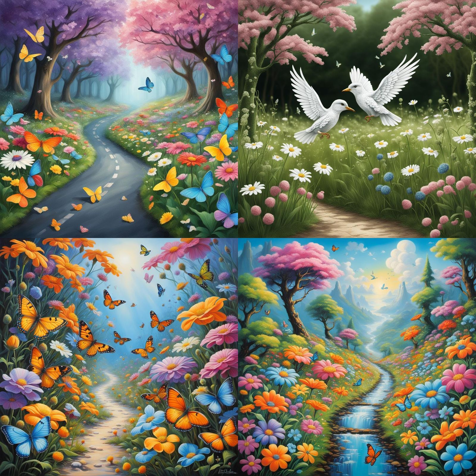 Diverging Paths with Wings in Fantastic Style