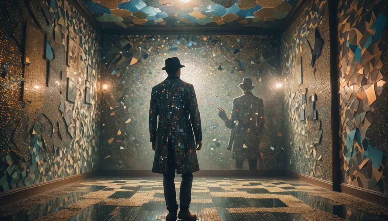 Surreal Double Exposure Art in Optical Illusion Room