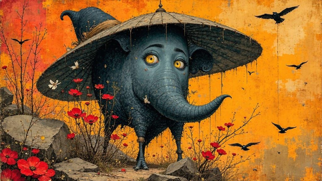 Goya-Inspired Elephant Portrait in Dark Romantic Style