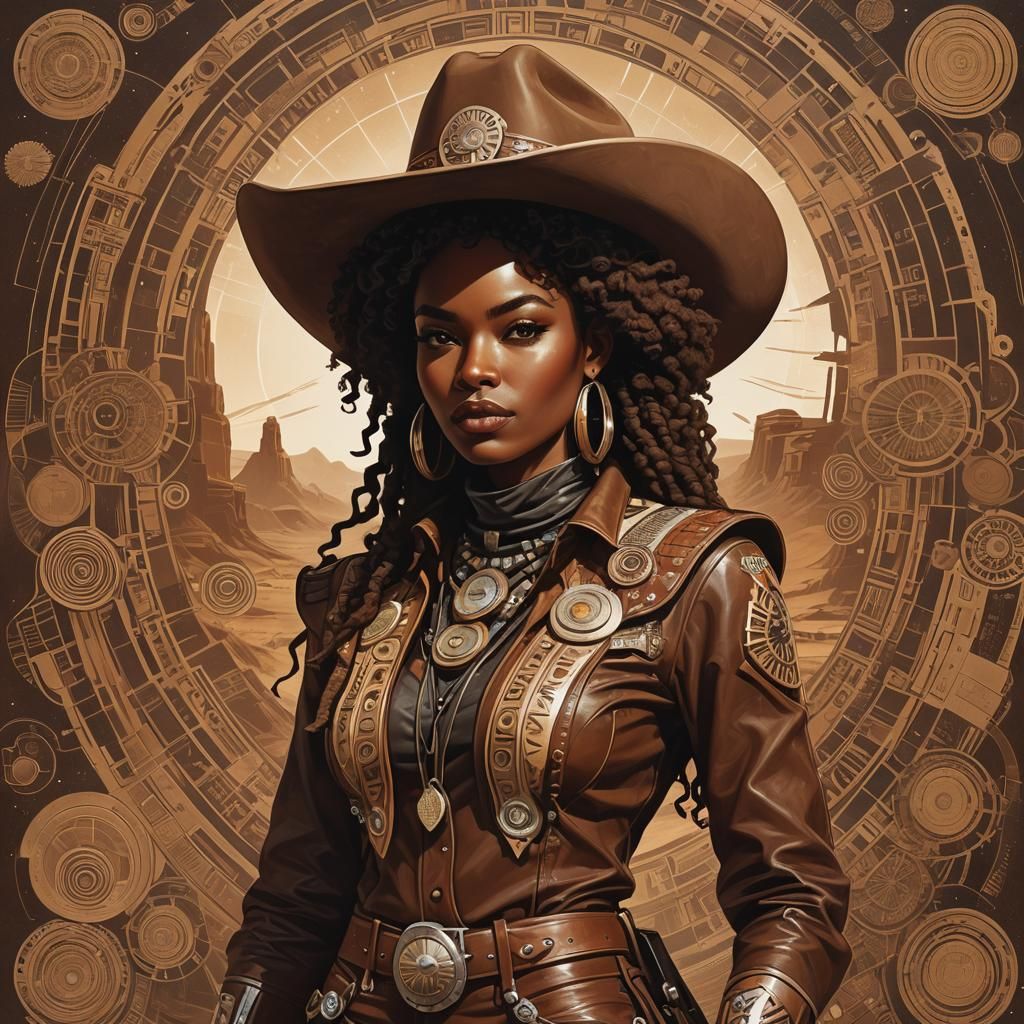 Afrofuturist Brown Cowgirl Digital Art