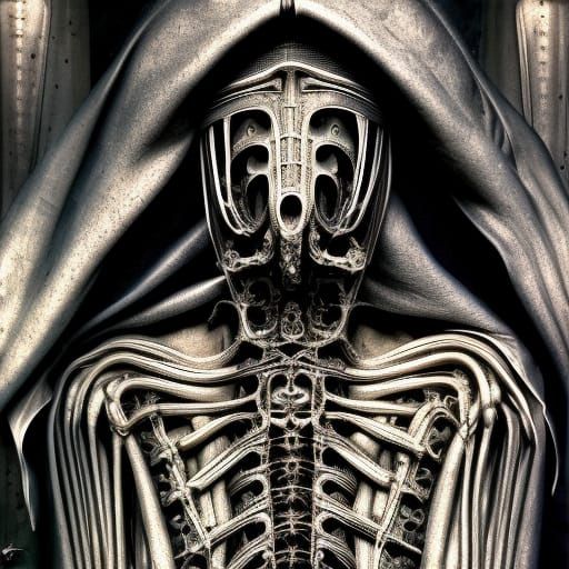 Hyperrealistic Nun in Giger Style