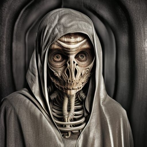 Surreal Biomechanical Nun in Hyperrealistic Style