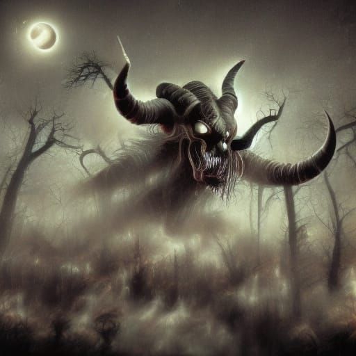 Gothic Horror Scene: Bray Road Beast Under Dark Moonlight