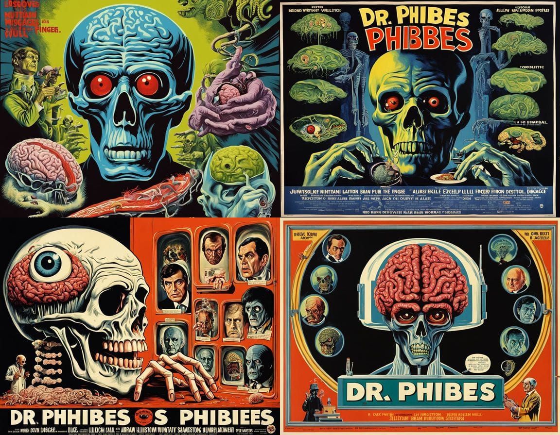 Dr. Phibes Horror Movie Poster in 1960s Style