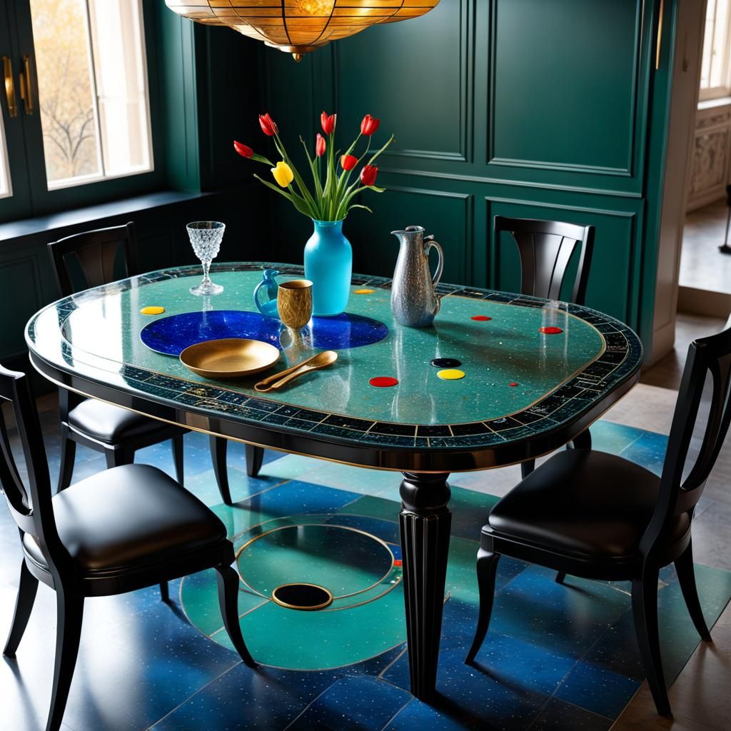Kitchen Table in Art Nouveau and Art Deco Styles